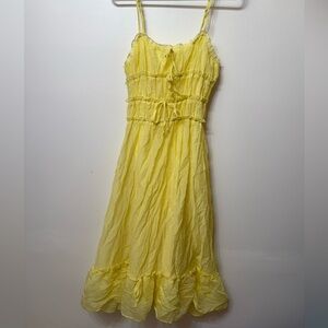 Yellow Ruffle Midi Sundress Women’s Size Small Summer Boho Cottagecore